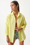 Sarı Oversize Uzun Basic Gömlek BCCL-253000