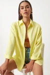 Sarı Oversize Uzun Basic Gömlek BCCL-253000