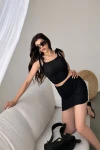 Siyah Bağcık Detaylı Crop Bluz Ve Etek İkili Takım BCDF-251085