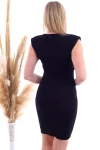 Siyah Beli Kuşaklı Omuzu Vatkalı Elbise CO-2520070783