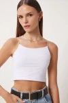 Siyah Beyaz İp Askılı 2Li Paket Örme Bluz BCCL-253001