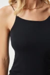 Siyah Beyaz İp Askılı 2Li Paket Uzun Örme Bluz BCCL-253002