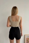 Siyah Çift Yırtmaçlı Şort Etek BCHN-25250364