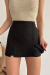 Siyah Çift Yırtmaçlı Şort Etek BCHN-25250364