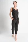 Siyah Çizgili Beli Lastikli Cepli Crep Pantolon CO-259181819