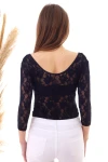 Siyah Dante U Yaka Çıtçıtlı Kapri Kol Body CO-2520040405