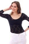 Siyah Dante U Yaka Çıtçıtlı Kapri Kol Body CO-2520040405
