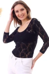 Siyah Dante U Yaka Çıtçıtlı Kapri Kol Body CO-2520040405