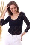 Siyah Dante U Yaka Çıtçıtlı Kapri Kol Body CO-2520040405