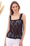 Siyah Dantel Askılı Bluz CO-2520040404