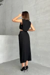 Siyah Düğmeli Bluz Ve Etekli Kendinden Dokulu Alt Üst Takım BCHN-25255013