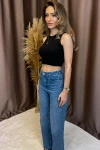 Siyah-Ekru-Gri 3 Lü Paket Bisiklet Yaka Crop Kaşkorse Bluz BCOR-252007