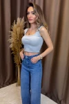Siyah-Ekru-Gri 3 Lü Paket Kare Yaka Crop Kaşkorse Bluz BCOR-252005