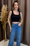 Siyah-Ekru-Gri 3 Lü Paket Kare Yaka Crop Kaşkorse Bluz BCOR-252005