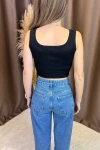Siyah-Ekru-Gri 3 Lü Paket Kare Yaka Crop Kaşkorse Bluz BCOR-252005