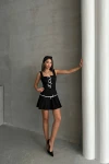 Siyah Fiyonk Detaylı Bluz Ve Pileli Etek Alt Üst Takım BCHN-25255015