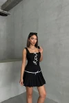 Siyah Fiyonk Detaylı Bluz Ve Pileli Etek Alt Üst Takım BCHN-25255015
