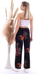Siyah Fuşya Beli Lastikli Bol Paça Pantolon CO-2520070786
