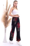 Siyah Fuşya Beli Lastikli Bol Paça Pantolon CO-2520070786