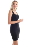 Siyah Kare Yaka Askılı İnce Merserize Triko Elbise CO-2520346238