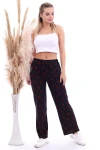 Siyah Kırmızı Beli Lastikli Bol Paça Pantolon CO-2520070786