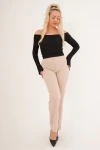 Siyah Madonna Yaka Bilek Yırtmaçlı Uzun Kol Bluz CO-2523254221