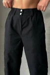 Siyah Paraşüt Kumaş Cepli Kargo Jogger Pantolon BCHN-2525338