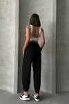 Siyah Paraşüt Kumaş Cepli Kargo Jogger Pantolon BCHN-2525338
