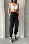Siyah Paraşüt Kumaş Cepli Kargo Jogger Pantolon BCHN-2525338