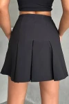 Siyah Pileli Dokuma Kumaş Çan Etek BCHN-2525815