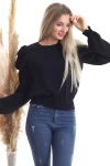 Siyah Pirenses Kol Gipeli Uzun Kol Bluz CO-2520343329