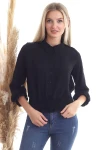 Siyah Ponponlu Eteği Gipeli Dokuma Gömlek CO-2520343305
