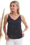 Siyah Puantiye Desenli İp Askılı Bluz CO-2520333453
