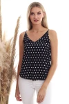 Siyah Puantiye Desenli İp Askılı Bluz CO-2520333453