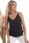 Siyah Puantiye Desenli İp Askılı Bluz CO-2520333453