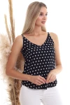Siyah Puantiye Desenli İp Askılı Bluz CO-2520333453