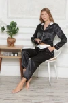 Siyah Saten Ara Biyeli 2Li Pijama Takımı BCAN-251201AS