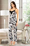 Siyah Saten Dantel Detaylı SabahlıkLı 3 Lü Pijama Takım BCAN-254910FA