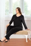 Siyah Taş Detaylı Battal Pijama Takımı BCAN-258808FA