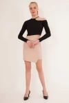 Siyah Tek Omuz Yakası İpli Kaşkorse Crop Bluz CO-2523254279