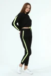 Siyah Üç İplik Kapüşonlu Sweatshirt Ve Cepli Pantolon Alt Üst Takım CO-2522033931
