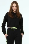 Siyah Üç İplik Kapüşonlu Sweatshirt Ve Cepli Pantolon Alt Üst Takım CO-2522033931