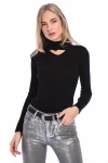 Siyah Yarım Balıkçı Uzun Kol Triko Bluz CO-258510250