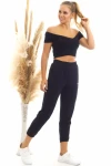 Siyah Yumuşak Dokulu Beli Ve Paçası Lastikli Pantolon CO-2520060629