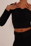 Siyah Zigzag Nakışlı Uzun Kol Sandy Bluz CO-2523254224