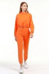 Turuncu Üç İplik Kapüşonlu Sweatshirt Ve Cepli Pantolon Alt Üst Takım CO-2522033544