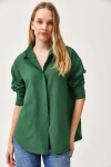 Yeşil Oversize Uzun Basic Gömlek BCCL-253000