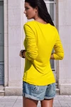 Açık Sarı Kare Yaka Yumuşak Dokulu Bluz BCBSK-25700-3166