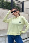 Açık Sarı Yumuşak Dokulu Kapüşonlu Bluz BCBSK-25700-3172