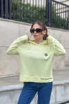 Açık Sarı Yumuşak Dokulu Kapüşonlu Bluz BCBSK-25700-3172